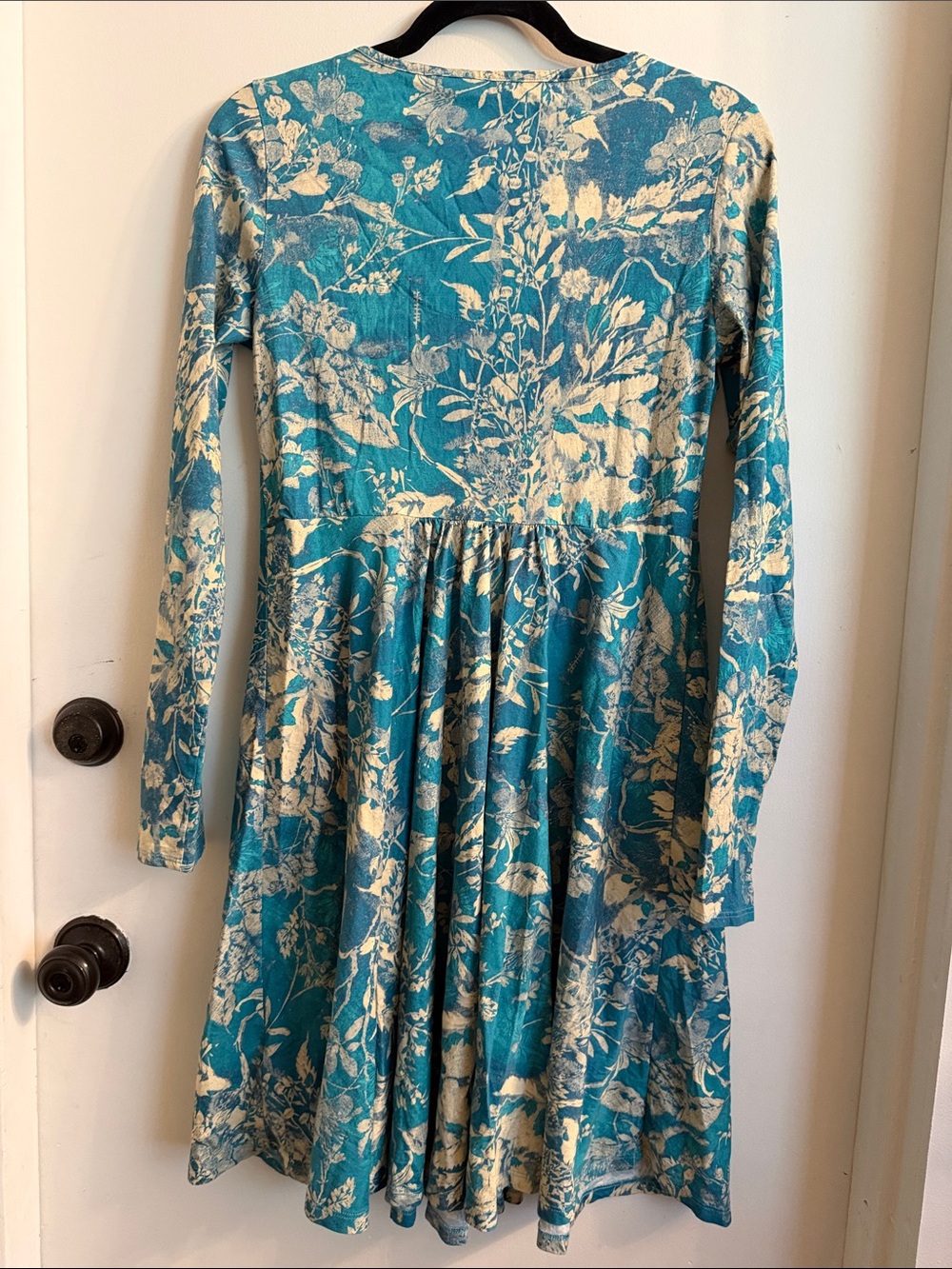 Peruvian Connection Sz Small Persephone Dress Floral Blue 100% Pima Cotton pool - Picture 5 of 5